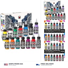 KVM Tattoo Ink Set 14 Pcs Colors 1oz (30ml) Tattoo Supply Indoor Tattoo Studi... picture
