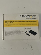 StarTech.com ST3300GU3B Portable 3-Port USB 3.0 Hub w Gigabit Ethernet, Black picture