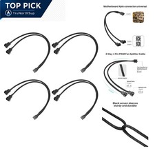 4-Pack PWM Fan Splitter Cable 12 Inch 2-Way 4-pin CPU Case Cooling Fan Extension picture