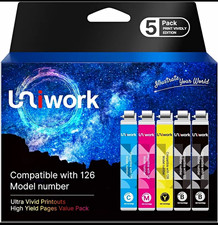 NEW open box Uniwork Compatible Epson 126 Ink Cartridges 5 Pack CMYK  Black picture