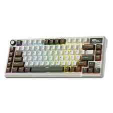 RK ROYAL KLUDGE L75 GASKET MOUNT MECHANICAL KEYBOARD, CREAM SWITCH - PALM GREEN picture