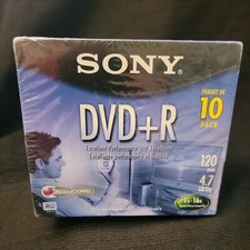 Sony DVD+R 10 Pack Discs and Jewel Cases 120 min 4.7 GB 1X-4X New Sealed In Pkg picture