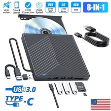 USB 3.0 External CD DVD Writer Drive Burner Reader Player for Windows 7/8/10/11 picture