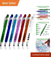 High-Sensitivity 2-in-1 Stylus and Ballpoint Pens - Assorted Colors, 7 Pack picture