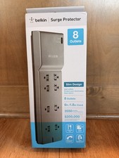 Belkin 8-Outlet Surge Protector Slim Design 3550J 6ft Cord Wall Mount picture