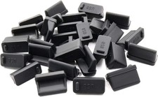 30 Silicone USB Port Covers Dust Protectors for Female End - Black picture