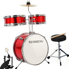 3-Piece 13 Inch Kids Drum Set, Beginner Junior Drum Kit with Adjustable Thron... picture