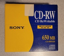 Sony CD-RW650 CD ReWritable Discs Multi Speed 650MB Data Storage Media 5 Pack picture