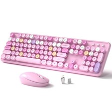 Links9+ Wireless Keyboard and Mouse, Full-Size Retro Typewriter Keyboard with... picture