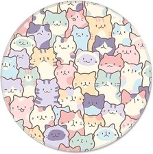 Round Cute Cat Mouse Pad, Small Kawaii Funny Cat Design Mousepad, Laptop Compute picture