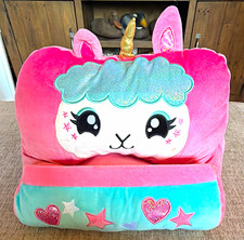 Kids Plush Unicorn Tablet Holder-Pink Stars Appliqué Decor 8x12 inch  picture
