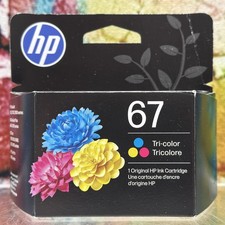 HP 67 Tri-Color Original Ink Cartridge Print Genuine 3YM55AN#140 3/28 Sealed New picture