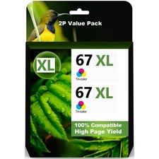 2pk Replacement hp 67XL Color Ink Cartridge for HP 67 XL DeskJet 2732 2755 2752 picture