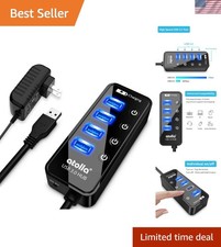 Elegant 4-Port USB 3.0 Hub with Smart Charging - Individual On/Off Switches picture