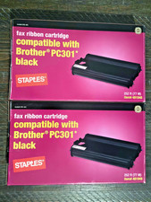 NEW Lot of 2 Staples Fax Ribbon Cartridge Compatible Brother PC301 Black SFB-45C picture