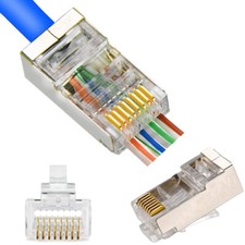 100PCS Shielded RJ45 Pass Through Cat6 Connector Gold Plated 8P8C Modular Plug  picture