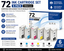 Ink Cartridge Set 6-Pack 130ml for HP 72 DesignJet T770 T1200 T1300 picture