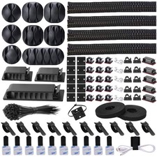 N NOROCME 192 PCS Cable Management Kit Sleeve Holder Clips Straps Ties picture