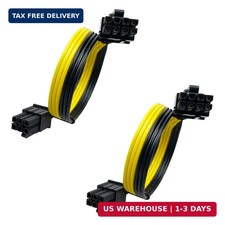 2 Pack PCIe 6 Pin Male to 8(6+2) Pin GPU Extension Power Cable Adapter 12.6 Inch picture