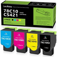 ** NEW Lexmark Toner | 78C10 | Black/Color | With Chips | Compatible | 4-Pack picture