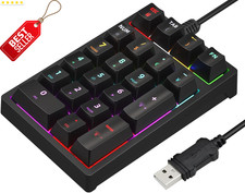 Mechanical USB Numeric Keypad 21-Key Numpad Backlit Blue Switch PC Laptop - US picture