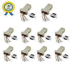 10pcs DB9 9-Pin Serial RS23 Female/Male to RJ45 Network Ethernet Modular Adapter picture