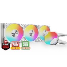MONTECH HyperFlow ARGB 360mm AIO CPU Liquid Cooler, 3 ARGB Fans, White picture