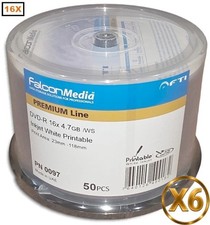 300-Pak FalconMedia 16X White Inkjet Hub DVD-R's with HARD COAT RECORD SURFACE picture