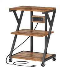 3-Tier Printer Stand, Mobile Printer Table, Rolling Cart with Charging Statio... picture
