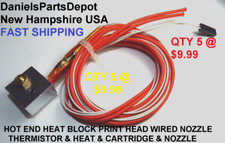 QTY5 HOT END HEATBLOCK 3D PRINTHEAD 12V 40w TIP THERMISTOR NOZZLE WIRED ASSEMBLY picture