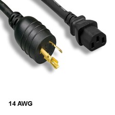 KNTK 6ft AC Power Cord NEMA L6-20P to IEC-60320 C13 14AWG 15A 250V SJT Cable picture