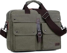 Stylish 17 inch Canvas Laptop Bag Messenger Briefcase Vintage Army-green  picture