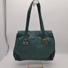 Vintage Franklin Covey Green Leather Multi-Compartment Purse Laptop Bag/Tote picture