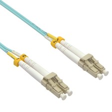 15 Pack of 8m LC/UPC-LC/UPC OM3 Multimode Duplex OFNR 2.0mm Aqua Fiber Optic Pat picture