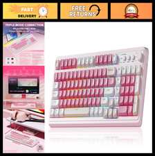 Wireless Pink Gaming Keyboard - 99 Keys, Number Pad, Creamy Design, Ergonomic picture
