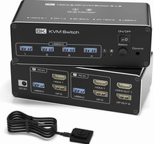 8K HDMI & DP KVM Switch 2 X 2 Dual Monitor HDMI 2.1 DP 1.4 USB3.0 picture