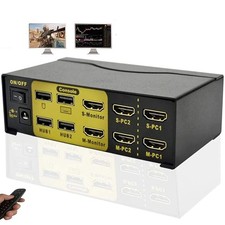 4K@60Hz Dual Monitor KVM Switch 2-Computer 2-Monitor Matrix with EDID Emulation picture