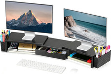 Spacrea Dual Monitor Stand Riser with Drawer and 2 Pen Holders picture