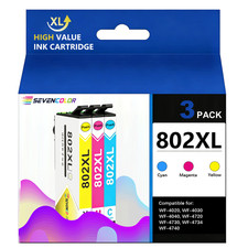 802XL Ink Cartridge Color Combo Pack(CMY) Works with WorkForce Pro WF-4720, 4730 picture