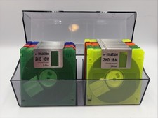 Imation Neon 3.5 Floppy Diskettes Lot Of 25 IBM Formatted 1.44MB 2HD With Case picture