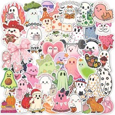 112 PCS Cute Ghost Stickers - Funny Halloween Holographic Multi Color picture