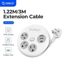 Flat Extension Cord Flat Plug Power Strip, 2 AC Outlets 3 USB CHARGER 4 FT cord picture