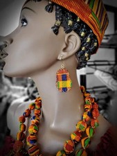 Kente African Print Earrings-DP3227ER2 | African Fashion | Dupsie's picture