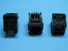 50 Pcs Black 6P4C With Flange Top Entry Modular Network PCB Jack Connector New picture