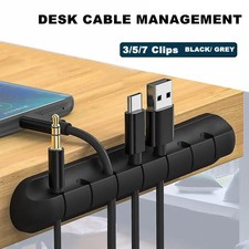 Self-Adhesive Silicone Desktop Cable Tidy USB Cable Holder Clips Cord Organizer picture