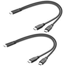 JSADZKJ Short USB C Splitter Charging Cord 2 in 1 Multi Type C 1FT / 32cm  picture