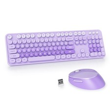 GTSP Colorful Purple Wireless Keyboard and Mouse Combo, Retro Typewriter Wire... picture
