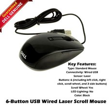 OEM Dell New Black Premium 6-Button USB Laser Scroll Mouse V7623 J660D picture
