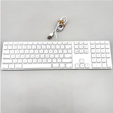 Apple A1243 Wired USB Keyboard with Numeric Keypad Silver Aluminum MB110LL/B picture
