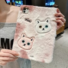 Plush Fur Cute Cartoon Soft Case Cover For iPad 5/6/7/8/9/10/11th Gen Pro 11